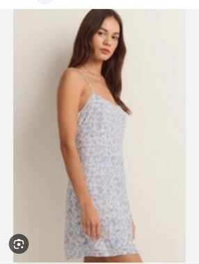 Z Supply Blue Floral Midi Slip Dress
